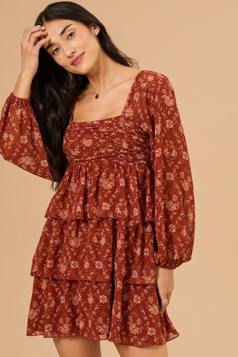Altar'd State Dresses & Skirts - Altar’d State Floral Long Sleeve Layered Dress Size S Small NWT Multicolor